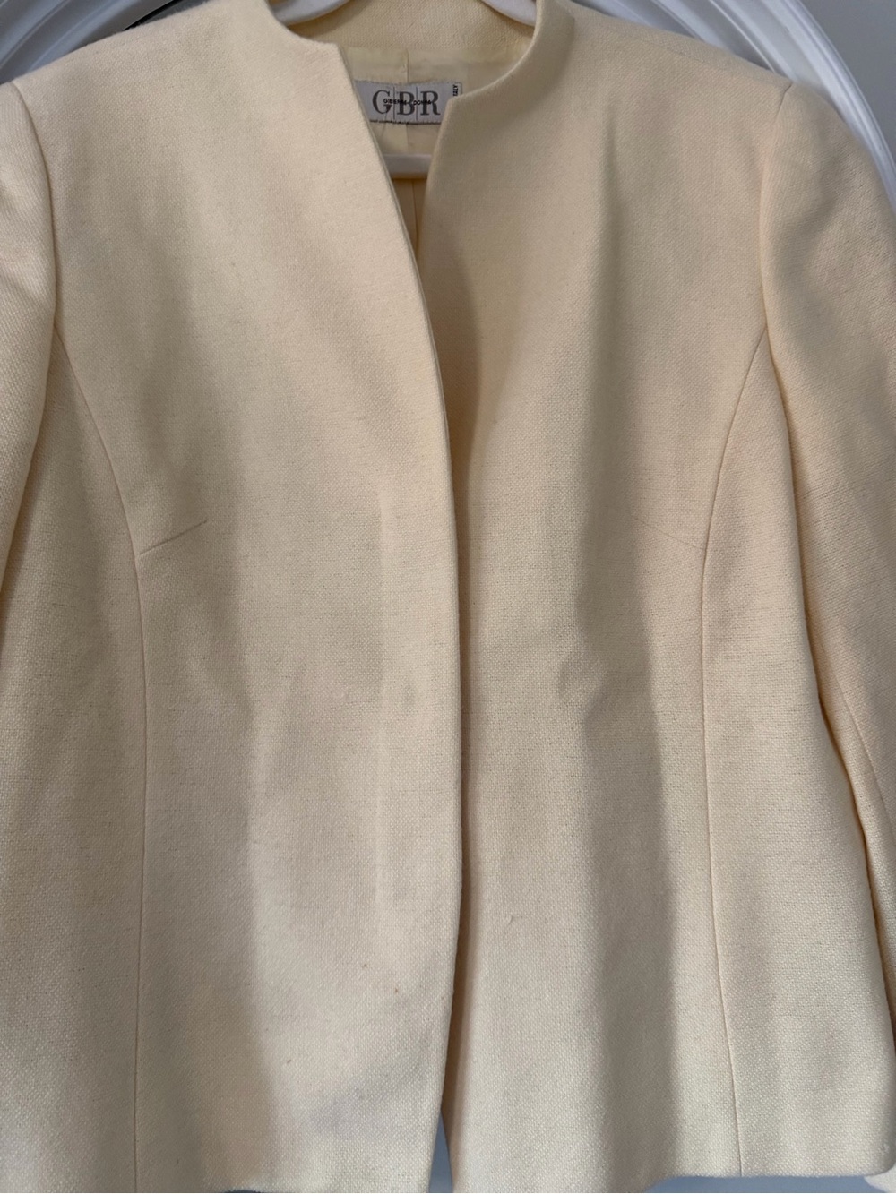 VINTAGE GBR Gibierre Donna Milan Cream Tailored Blazer Jacket - Made in Italy - Picture 5 of 9